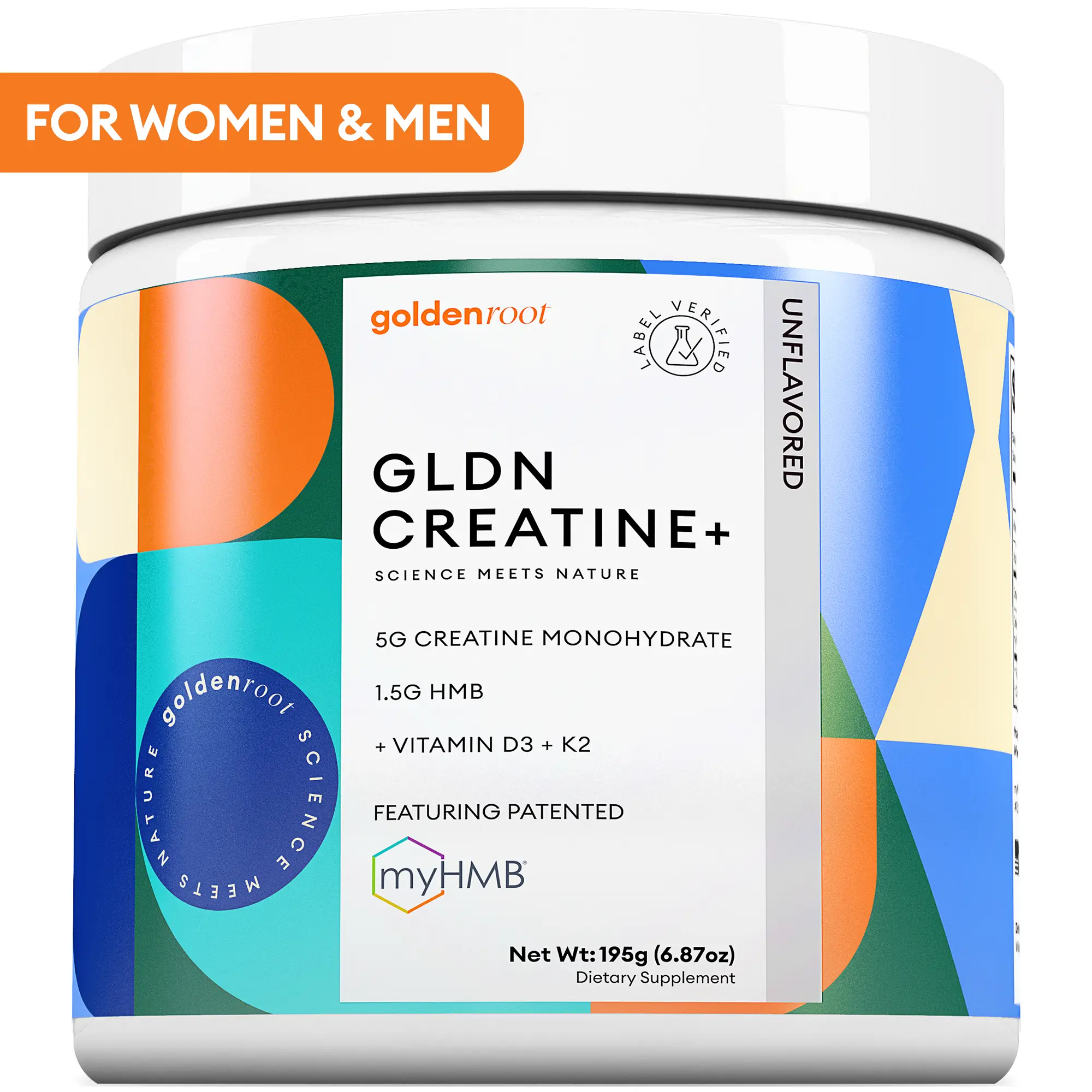 GLDN CREATINE For Women with HMB Vitamin D3 and Vitamin K2 for GLP Reaction Support 30 servings Unflavored Supplement