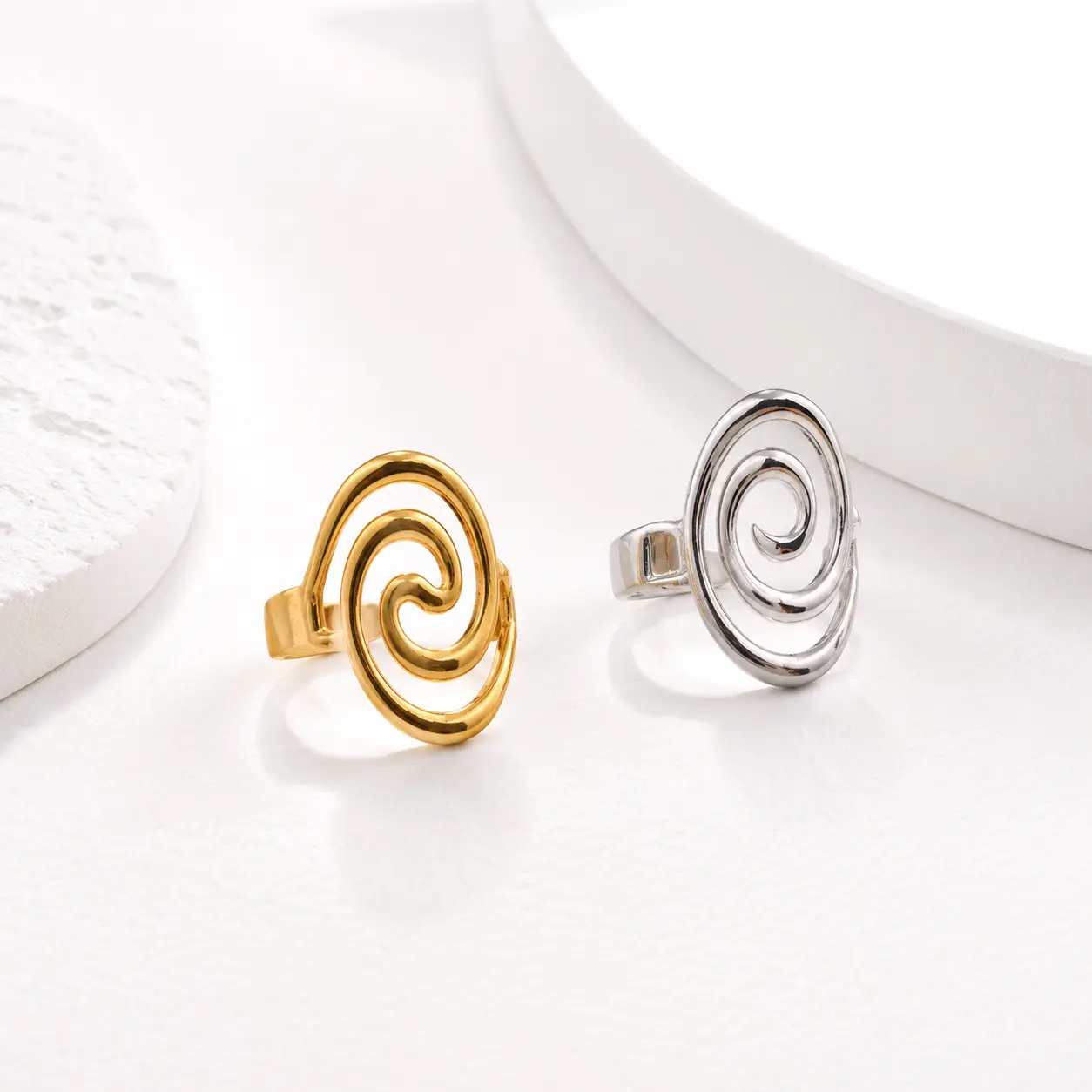 Unisex Boho Ethnic Hollow Spiral Shaped Ring - Vintage Geometric Adjustable Expanding Zinc Alloy Ring, Lightweight Silver-Tone Stackable Costume Jewelry for Daily Wear & Party Gift, Unisex Names, Spiral Rings