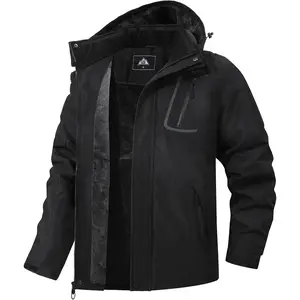 Men's Mountain Winter Coat Warm Fleece Ski Snow Jacket Waterproof Raincoat with Hood season business banquet party muti pocket