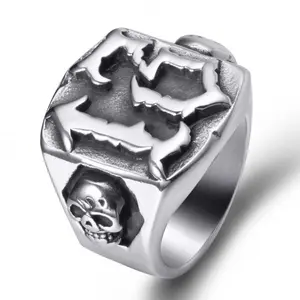 Lucky Number 13 Rings, Skull Ring for Men Gothic Punk Stainless Steel Ring Biker Skeleton Ring Cocktail Party Jewelry