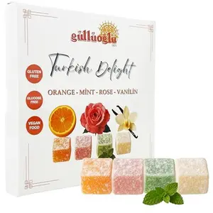 Güllüoglu Turkish Delight with Fruit Extract-(Lokum) 8.1 oz - 230gr, Authentic Traditional Gourmet Premium Candy Dessert from Turkey – Natural Ingredients, Great Gift Idea