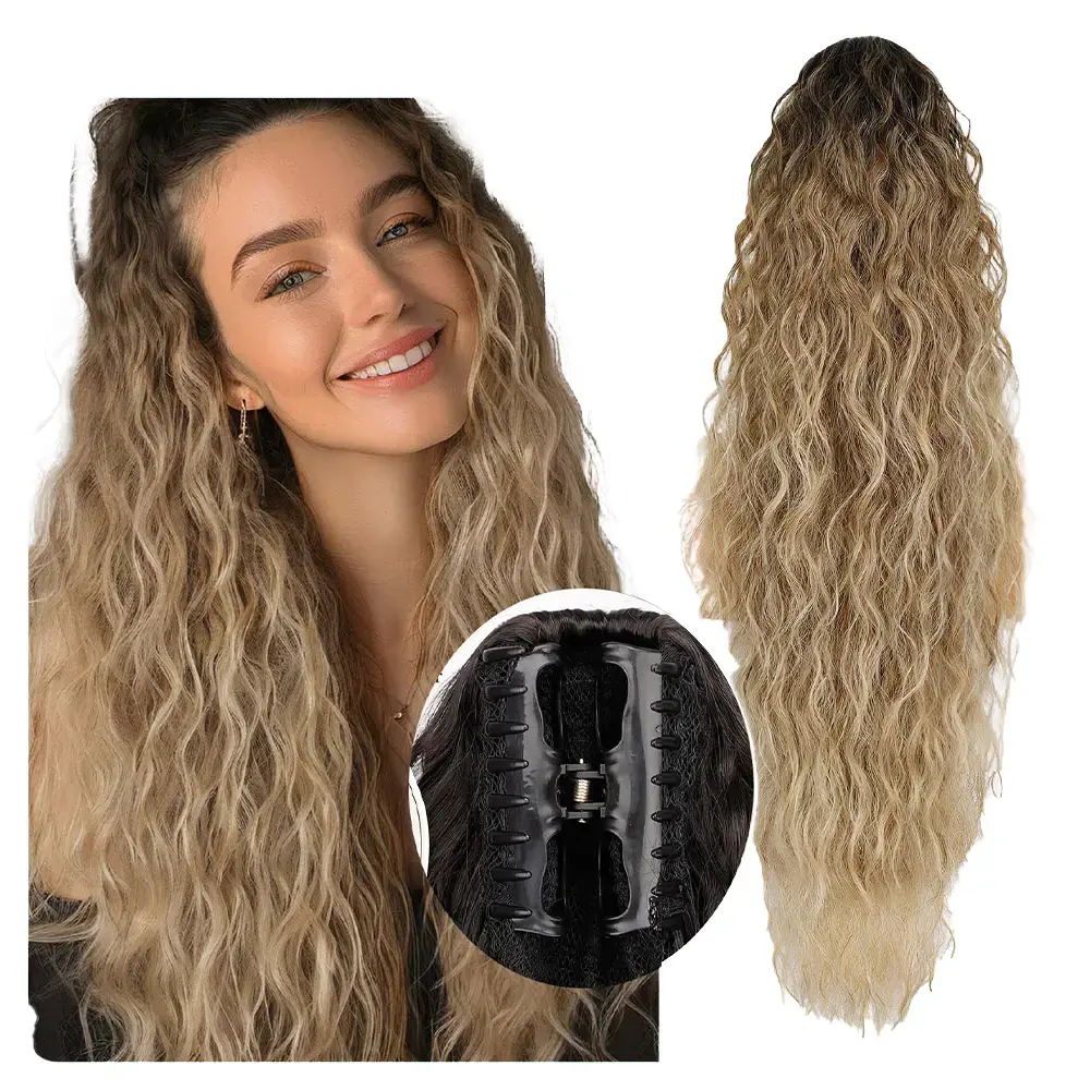 AISI HAIR Claw Clip Ponytail Extension for Women, Long Curly Heat Resistant Synthetic Hair for Full and Voluminous Ponytail Hairstyles, Multiple Lengths 18-30"