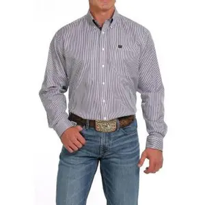 Men's Cinch STRIPE TENCEL™ BUTTON-DOWN WESTERN SHIRT - WHITE/PURPLE