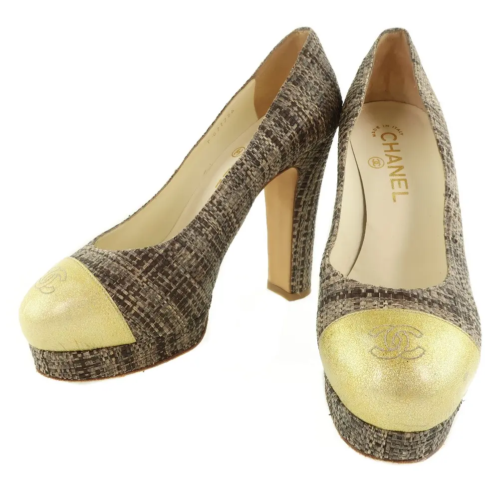 Pre-owned CHANEL Patent Leather Small Leather Goods Jute High Heels