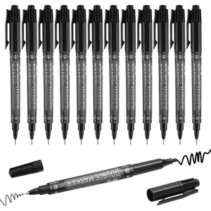 Black Drawing Pens, 12 Pack Black  tip Permanent Markers Set, Fine & Ultra Fine Tip,  Tip Fineliners Pens for Art Drawing Sketching Writing Marking