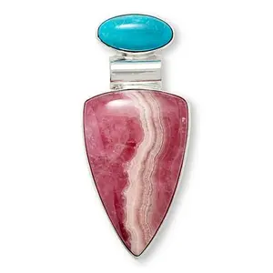 Mine Finds by Jay King Gallery Collection Rhodochrosite & Peruvian Turquoise Pendant