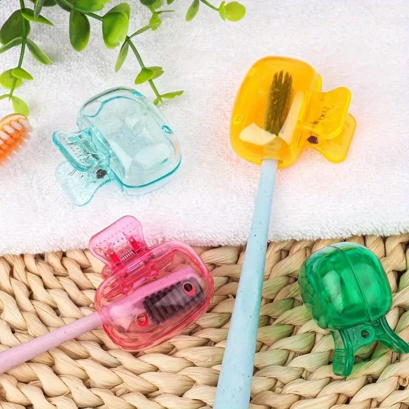 Random Color Toothbrush Head Cover, 4 Counts/set Portable Toothbrush Protector Cap, Protective Toothbrush Storage Box, Covered Toothbrush Holder for Travel