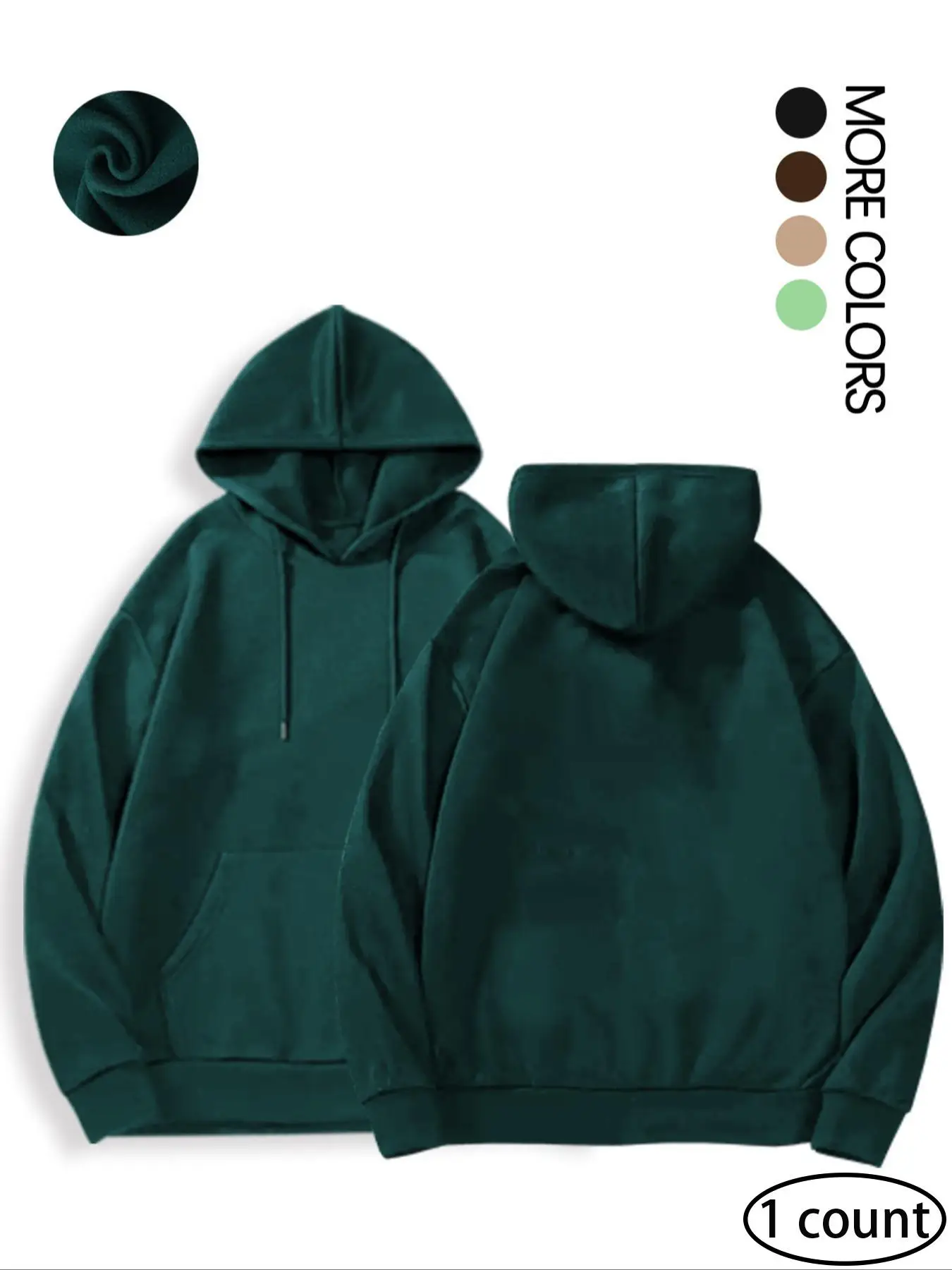 Men's Basic Thermal Lined Plain Long Sleeve Hoodie, Drawstring Pocket Hooded Pullover, Simple Solid Sweatshirt for Fall Winter, Y2K Clothes 2000s