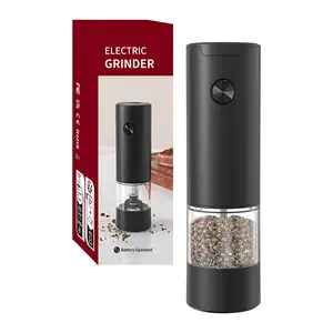 KVKID Electric Salt and Pepper Grinder, Automatic Battery Pepper Mill Shakers, Adjustable Coarseness, One-Button Control, Easy Filling Larger Capacity with Led Light for Home Kitchen Appliances, Black