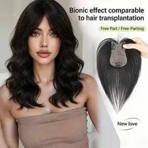 10-inch Clip-In Curtain Bangs Hairpiece Real Hair Artificial Scalp Upgrade Silk Intranet for Women Adds Volume Covers Gray Hair