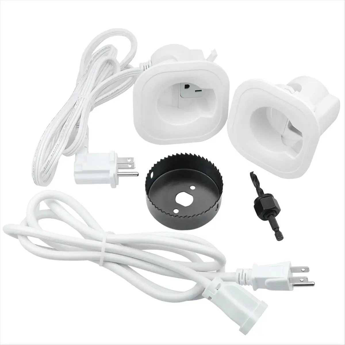 Plastic In-Wall Cable Management Kit for DIY Users, Hide TV Wires When Mounting TV, HDMI-Compatible with Hole Saw Drill Attachment for Easy Wire Routing, US Plug