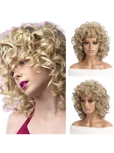 Women's Short Curly Wig Rose Net New Design Light Fiber Hair Cap Fake Hair, Natural Looking Wig, Stylish and Comfortable Women's Wig