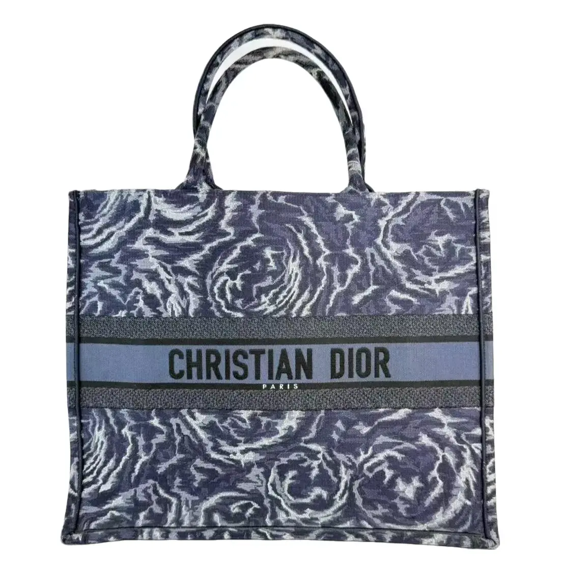 Pre-owned Dior Fabric Tote Bags Large Book Embroidered Canvas Tote Bag