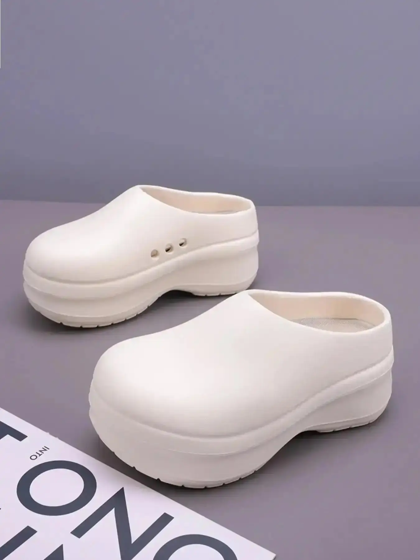 Women's Eva Chef Shoes, Non-Slip Waterproof Closed-Toe Work Comfortable Sponge Insole Design, Kitchen for Women, Anti Slip Clogs, Padded, Stretch, Indoor, Durable, Multi Purpose, Breathable, Minimalist Modern Slip On