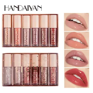 Handaiyan Mirror Water Gloss Liquid Paint Glass Lipstick Set, 6-Piece Lip Color Gift Box, Shiny Glossy Smooth Finish, Flawless, Perfect for Makeup Lovers, Lipgloss