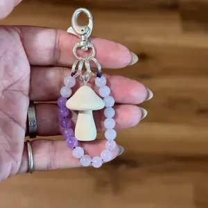 Amethyst mushroom keychain 🌙🍄