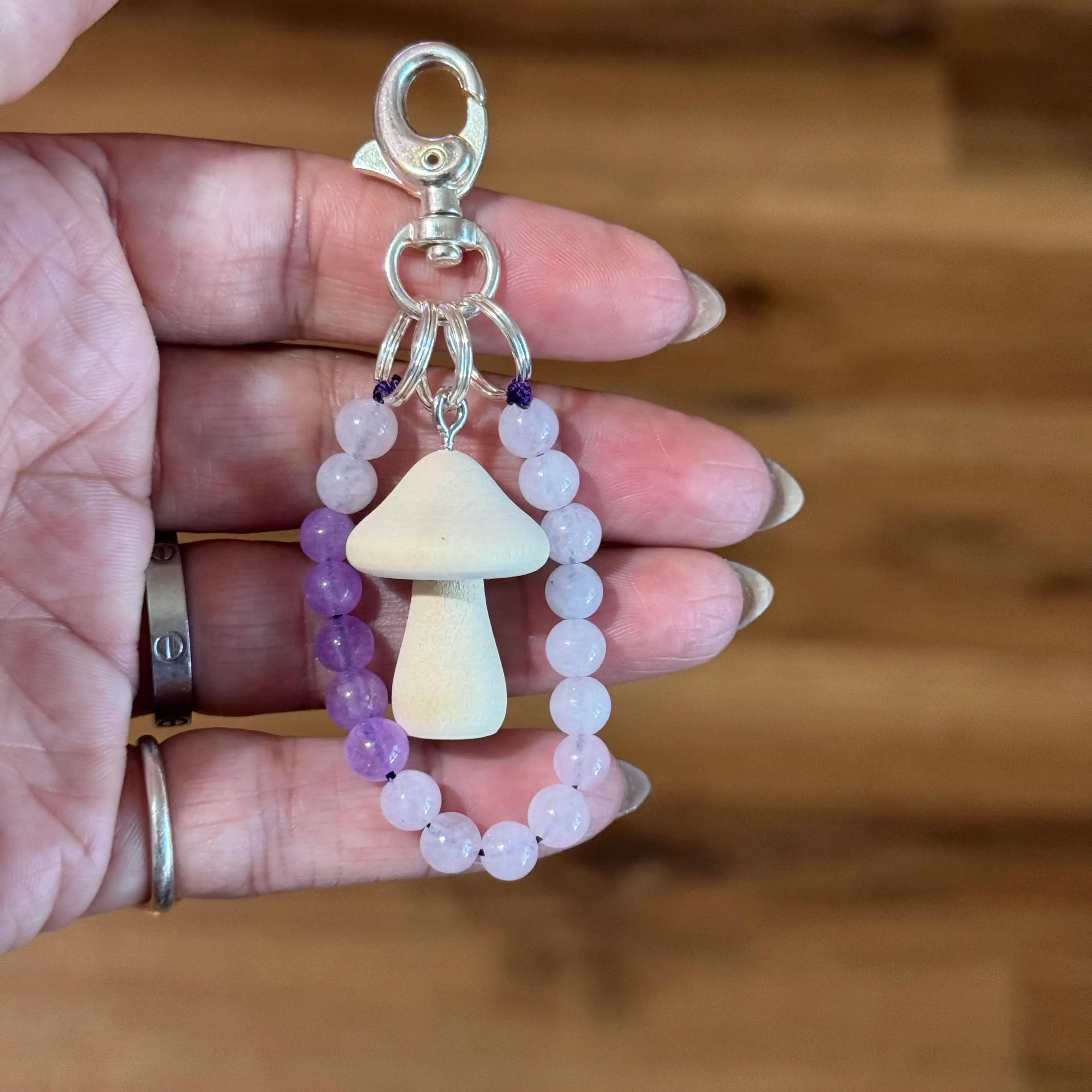 Amethyst mushroom keychain 🌙🍄
