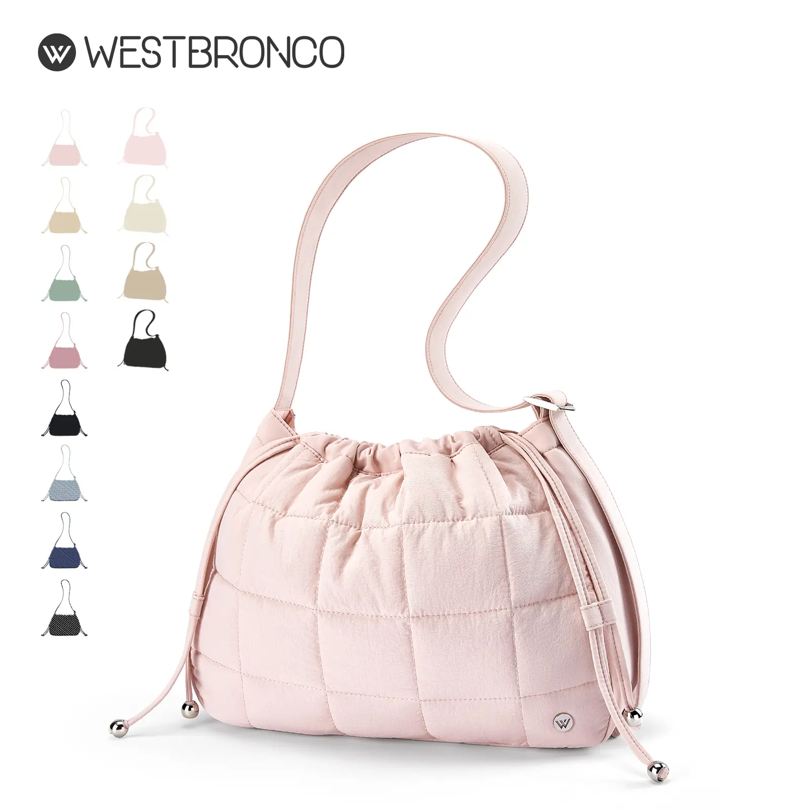 WESTBRONCO Puffer Cute Hobo Bag Gift Idea Trendy Chic Diaper Crossbody Bag Purse for Women Quilted Lightweight Drawstring Opening Waterproof Casual Versatile Daily Commuting Handbag Shoulder Bag SummerSale Back to School tiktokshopbacktoschool