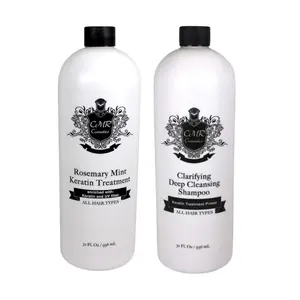 CMR Cosmetics Keratin Rosemary Mint Smoothing Kit - Professional Grade Hair Straightening for All Hair Types - Includes Clarifying Shampoo & Keratin Smoother, Shields, Frizz-Free Healthy Hair, 32 oz