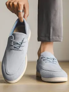 Men's Lace-Up Suede Walking Shoes, Anti-Slip Wear-Resistant Outsole & Soft Elastic Lining, Slip-On Lazy Casual Shoes for Commute, Versatile Walking Shoes
