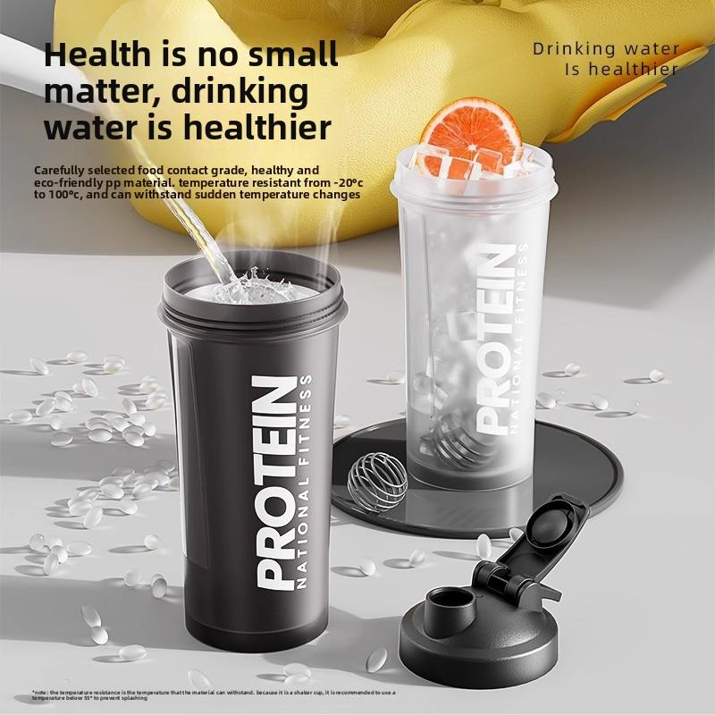 Protein Shaker Bottle 600ml with Mixing Ball BPA Free Leak Proof Sports Water Cup for Gym Fitness Workout Strength Training Muscle Building Nutrition Drink All-day Comfort Summer Essential Fitness Gear Free one sports headband