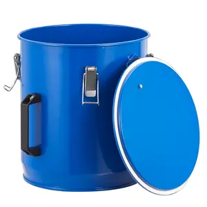 6 Gallon Fryer Grease Bucket, 22.71 Liter Steel Oil Disposal Container with Lid, Grease Container with Filter Bag, Lock Clips, 6 Gallon Fryer Grease Bucket,