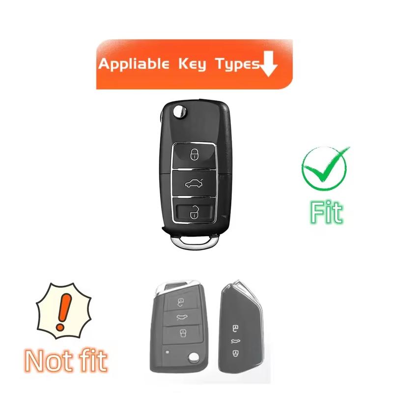 TPU Car Key Case with Keychain, Fashionable Car Key Protector for VW Volkswagen Polo Golf Passat Tiguan Beetle Caddy T5 Up Eos For Skoda Octavia Seat Leon Altea，Women Gift, Car Key Accessory