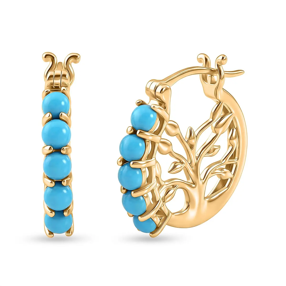 D'Joy Premium Sleeping Beauty Turquoise Earrings in 18K Vermeil YG Over Sterling Silver 1.30 ctw
