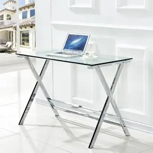 Tempered Glass Computer Desk Modern Student Writing Study Desk,Small Computer Desk,Home Office Desk