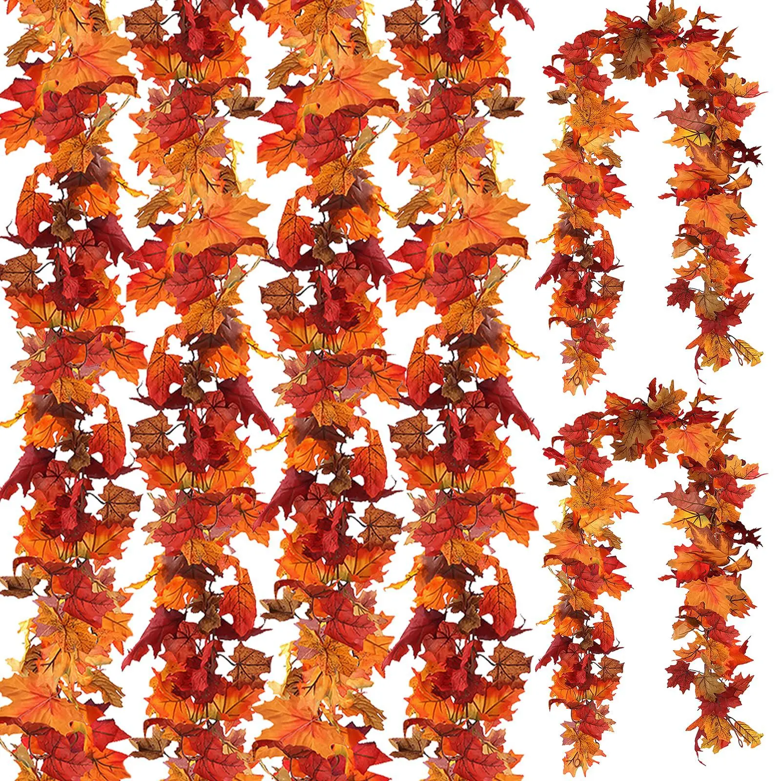 Synthetic Garland Ribbon - Artificial Fall Maple Leaf Foliage Vines, Home Supplies for Halloween Party Decor, Front Door Decor, Wall Hanging