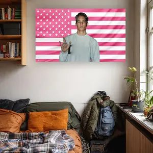 Paul Walker Pink American Flag Tapestry | Brian O’Conner Fast & Furious Wall Flag | Y2K Aesthetic Movie Decor | Trendy Dorm Frat Room