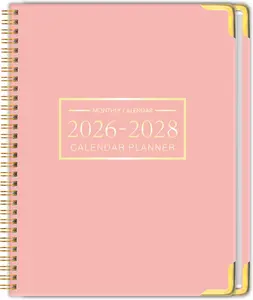 Monthly Planner 2026-2028, Hardcover with Metal Corner 3 year calendar 2026-2027-2028 Calendar Book from Jan 2026 - Dec 2028, 9 x 11, Spiral Bound,Organizer for Office, School, and ,