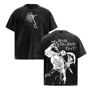 Black Washed The Seven Deadly Sins "Escanor Axe" Graphic Anime Shirt, Heavyweight Streetwear