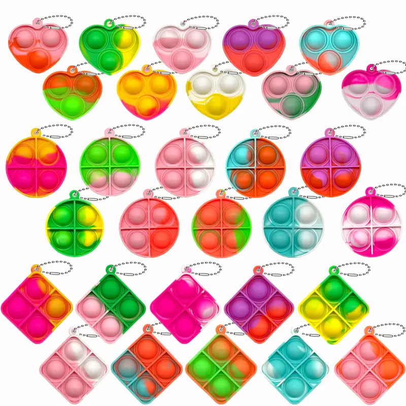 10PCS Pop Fidget Toys Mini Pop Keychains Toddler Toys Fidgets Pack Sensory Toys Bulk Packs Reduce Pressure Party Favors Gifts