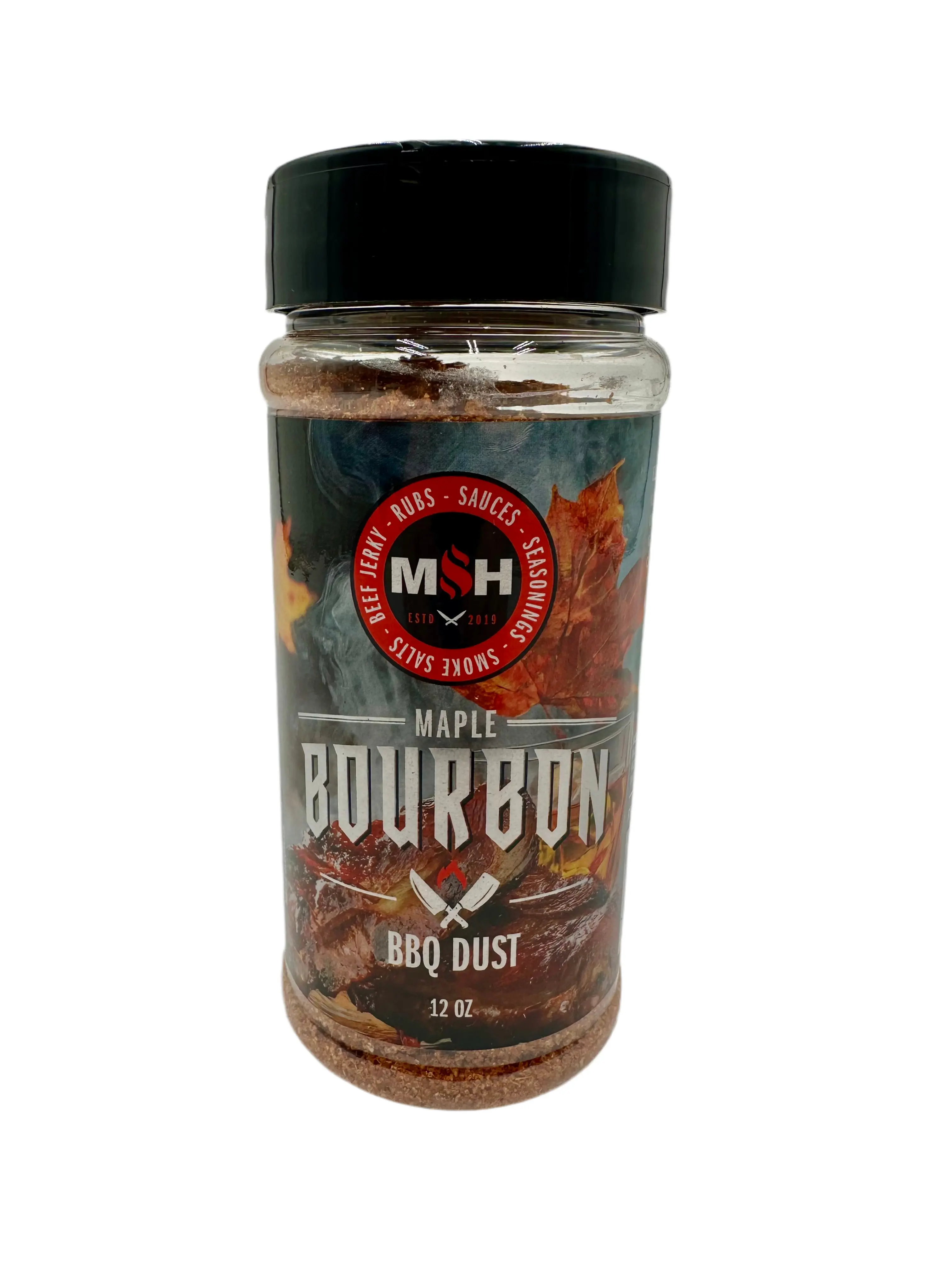 Maple Bourbon BBQ Dust 12 OZ Bottle - Gluten Free Vegan MSG Free Flavor Spice for Meat Seasoning