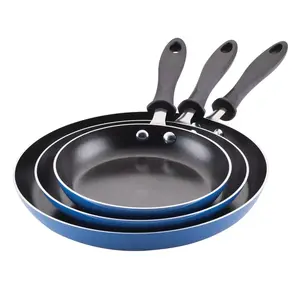 Farberware Reliance 3pc Aluminum Nonstick Frying Pan Set Blue: Kitchen Skillet Set, Dishwasher-Safe, Electric & Gas Compatible