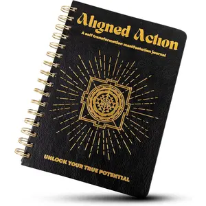 369 Manifestation Journal - Vegan Lear Passion Planner with  Coil Binding - Affirmation & Daily Gratitude Journal with  Leaf Engraving - Self Care Journals for Men & Women A5 (Black)