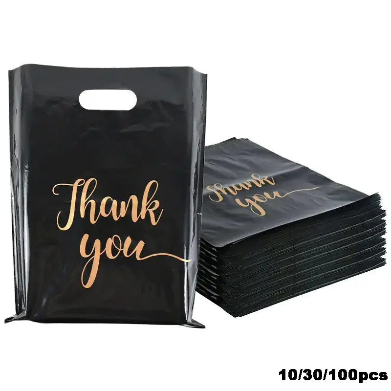 Thank you Letter Pattern Gift Bag, Creative Letter Flat Pocket Handheld Plastic Gift Bag for Wedding Birthday