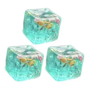 Ocean Squishy Cube, Slow Rising Clear Gel Fidget Toy with Multi Sea Charms