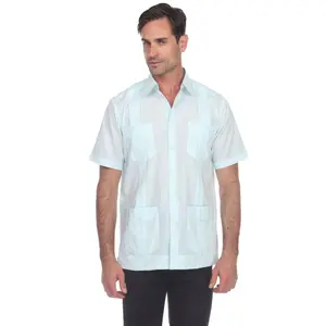 Big and Tall Cotton Blend Four Pocket Guayabera Short Sleeve
