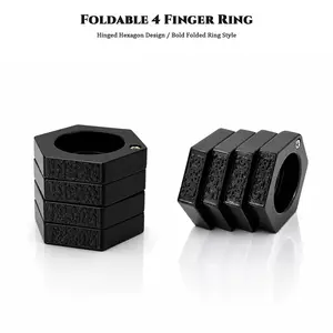 4-Band Engraved Spinner Ring, Bold Statement Finger Ring, Rotating Fidget Ring for Focus, Idle Hands, Streetwear & Everyday Wear