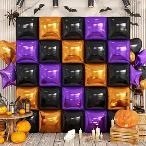 Black Orange Purple Foil Balloon Wall,25Pcs Double Sided Balloons Backdrop Helium Polyester Balloon Tunnel Arch Garland Kit for Halloween Birthday Bridal Anniversary Baby Shower Party Decorations