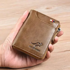 Unisex Wallet Zipper Purse (RFID PROTECTED), Kangaroo Wallets, RFID Blocking Leather Wallet Credit Card ID Holder Zipper Purse Waterproof
