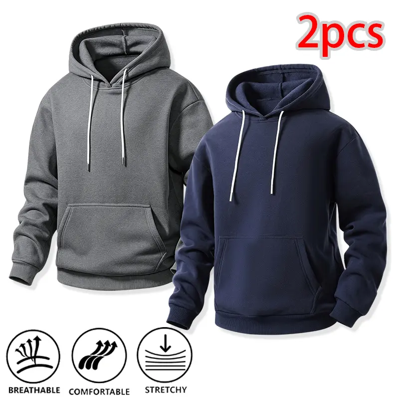 Fashionable solid-color pullover hoodie set — comfortable hoodies, matching couple styles for everyday streetwear