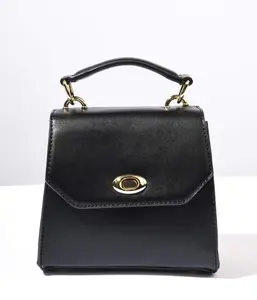 Black Leatherette Mini Handbag