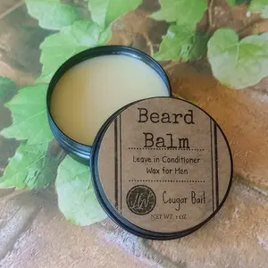 BEARD BALM for Men, Leave in Conditioner Wax, Various Scents, Buck-Naked, Morning Wood, Cougar Bait, Country Oak, Man Cave, Cool Water, Solid Black Ice.