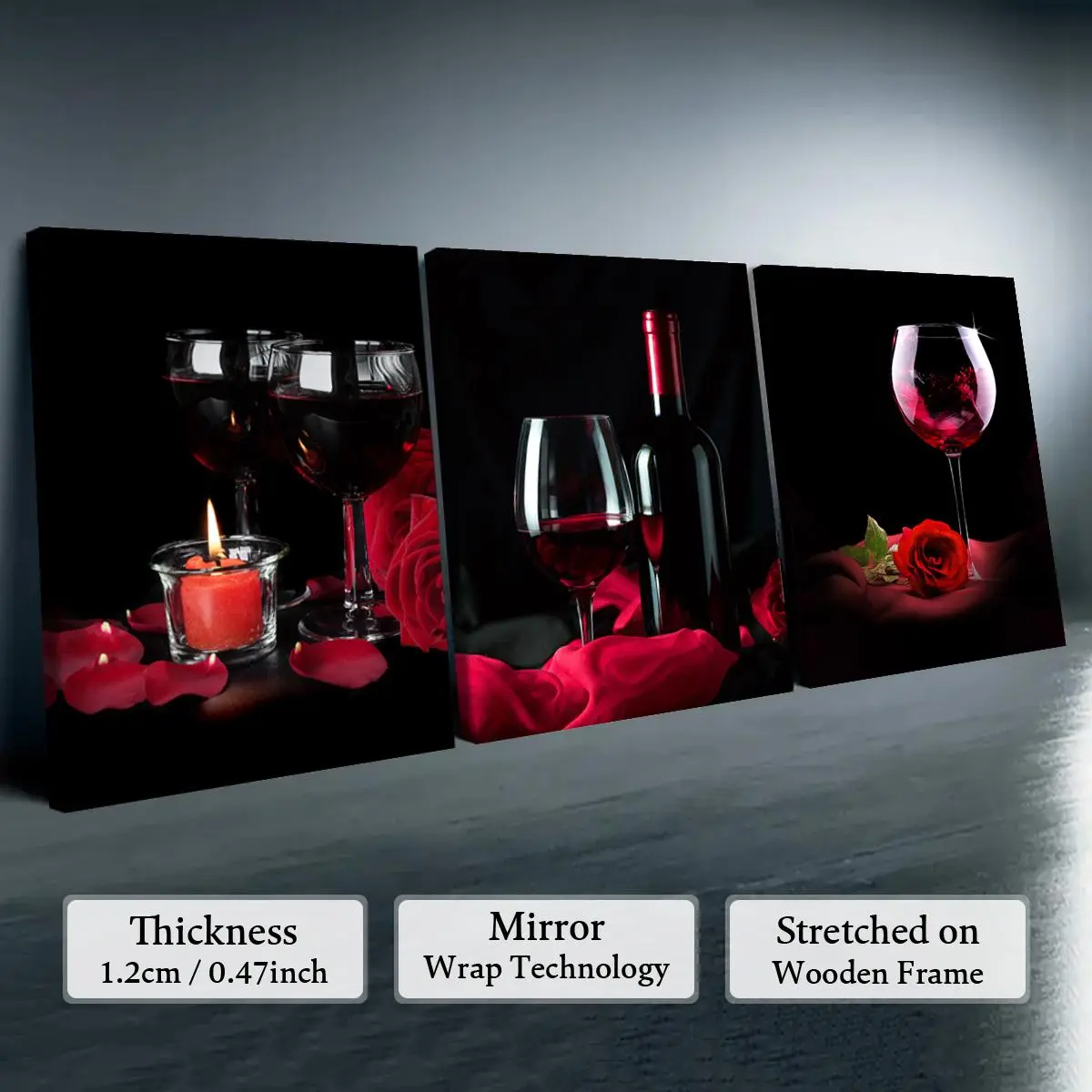 Wine Themed Canvas Painting, 3 Counts/set Romantic Wine Glass Pattern Vintage Wall Art, Wall Decor for Home Living Room Bedroom Office, Ornaments Wine Themed Canvas Painting, 3 Counts/set Romantic Wine Glass Pattern Vintage Wall Art, Wall Decor for Home Living Room Bedroom Office, Ornaments