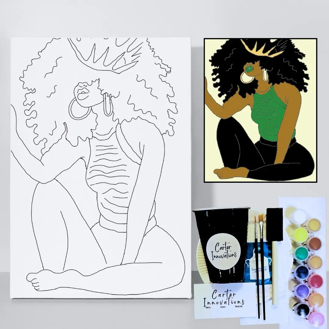 Carefree Paint & Sip Premium Sketched Canvas with 16x20 inch Canvas Size