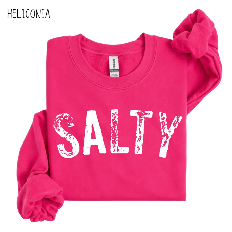 Salty Sweatshirt, Retro Beach Graphic Pullover, Summer Vibes Apparel, Women Favorite Cozy Top, Casual Outfit, Gift For Her