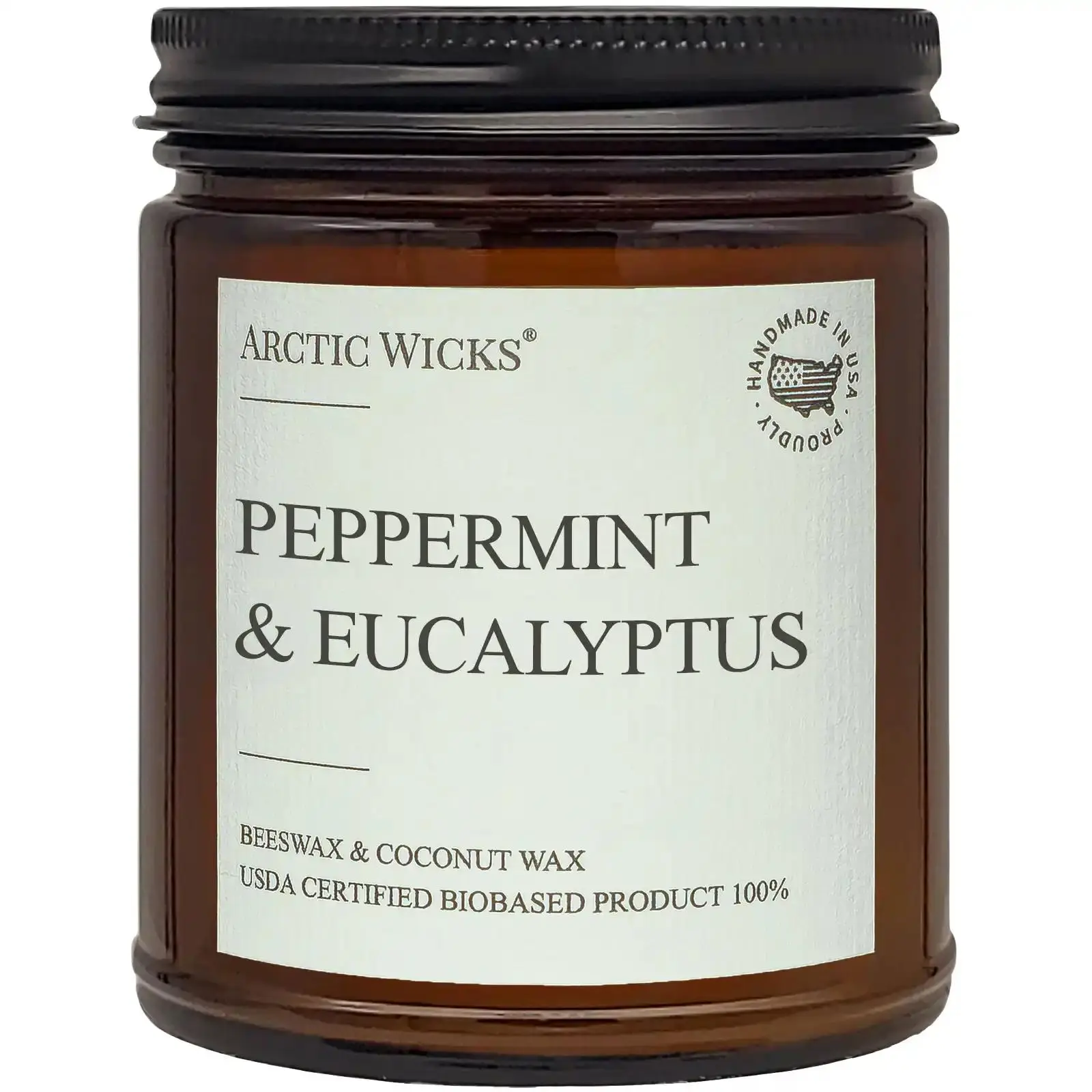 Peppermint & Eucalyptus Non-Toxic 9oz Coconut Beeswax Candle